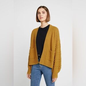 Madewell Mustard Textured Open Cardigan